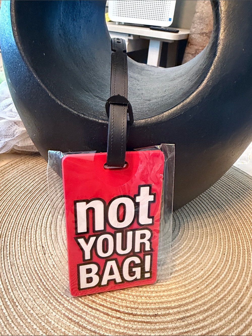 Red 'Not Your Bag' Luggage Tag - Men Bags